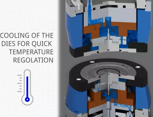 rheometer md drive: 空気式チャンバー冷却：迅速な温度調節