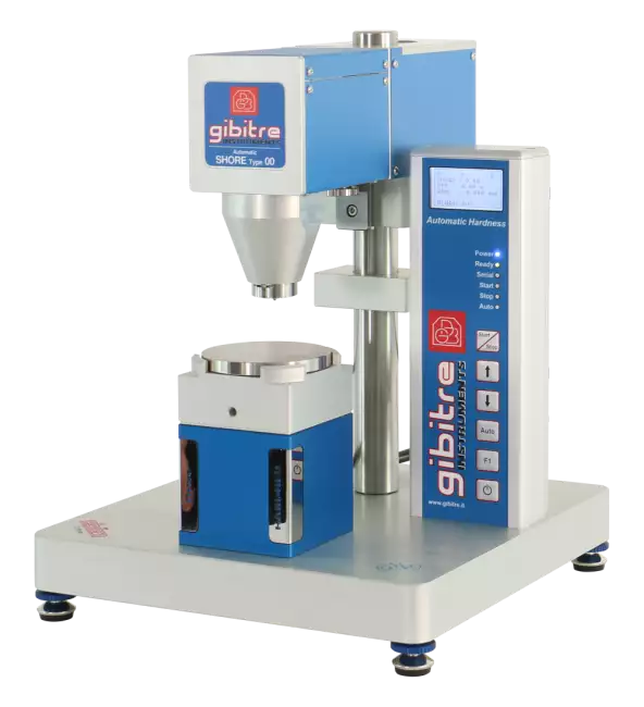 hardness testers automatic: マルチヘッド自動硬度計：ショア00ヘッドを取り付けた装置。