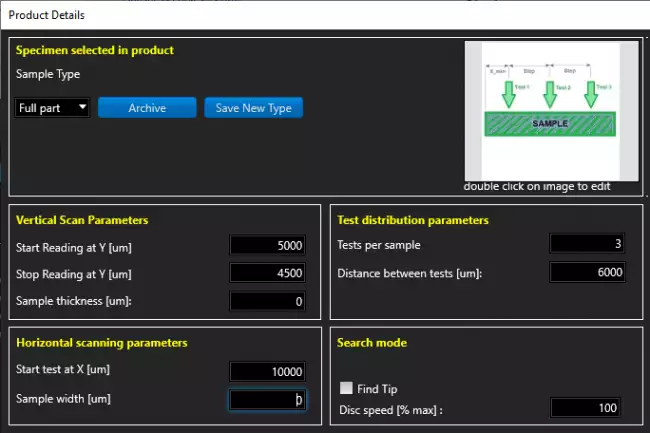 hardness testers laser centring: Durometer Automatic Hardness Check laser revolution: software setup for performing multiple tests on one specimen.